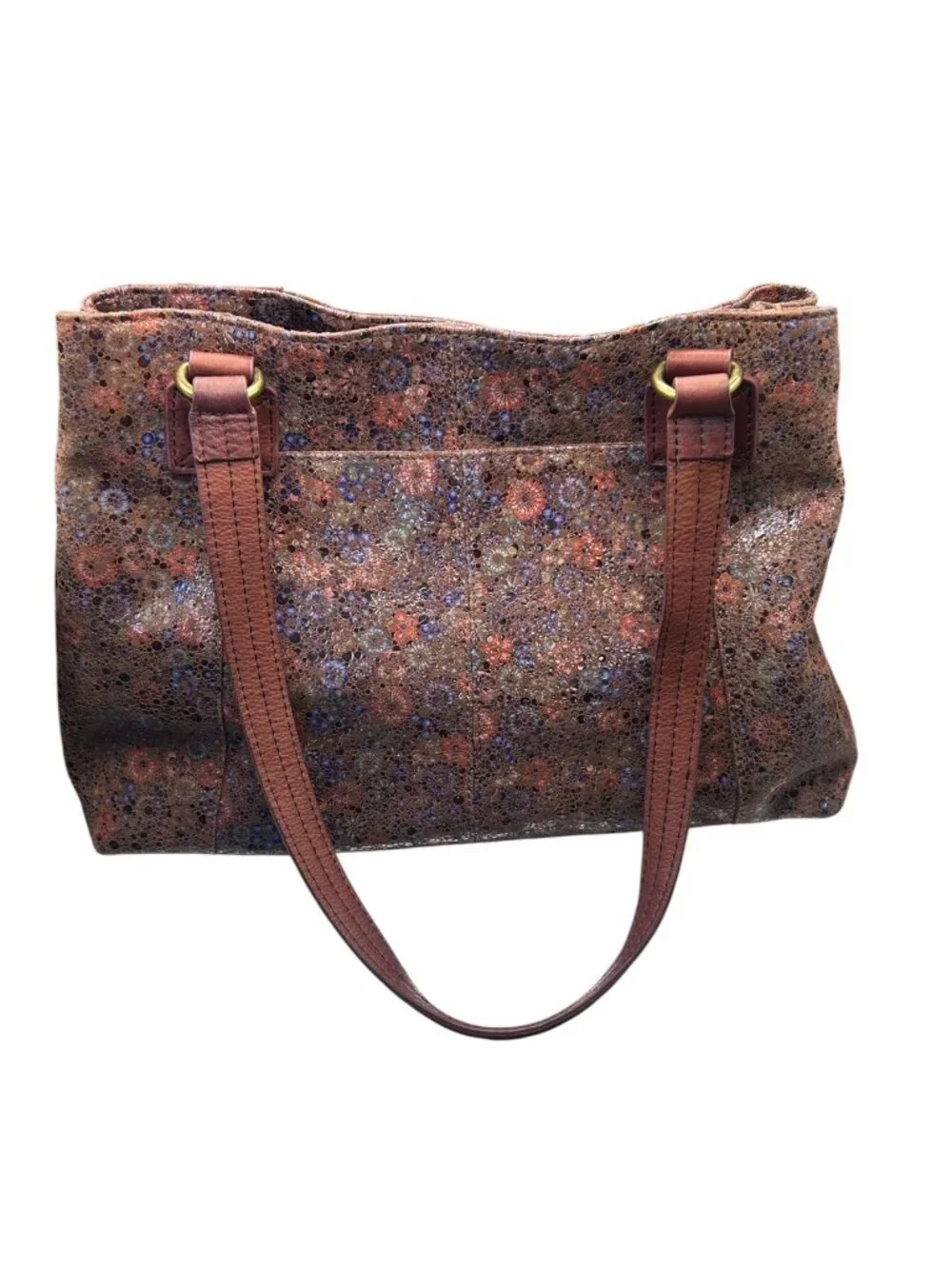 American Leather Co Val Perfect Satchel Vintage Floral shoulder bag Leather Tote